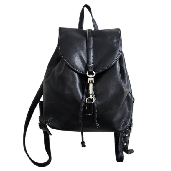 Vintage Coach Leather Drawstring Backpack Black Full Grain Leather - Picture 2 of 15